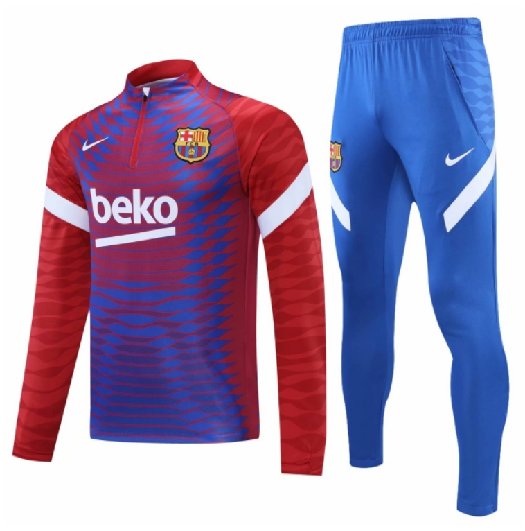 2021/22 Barcelona Red Blue Training Kits Sweat Shirt with Pants